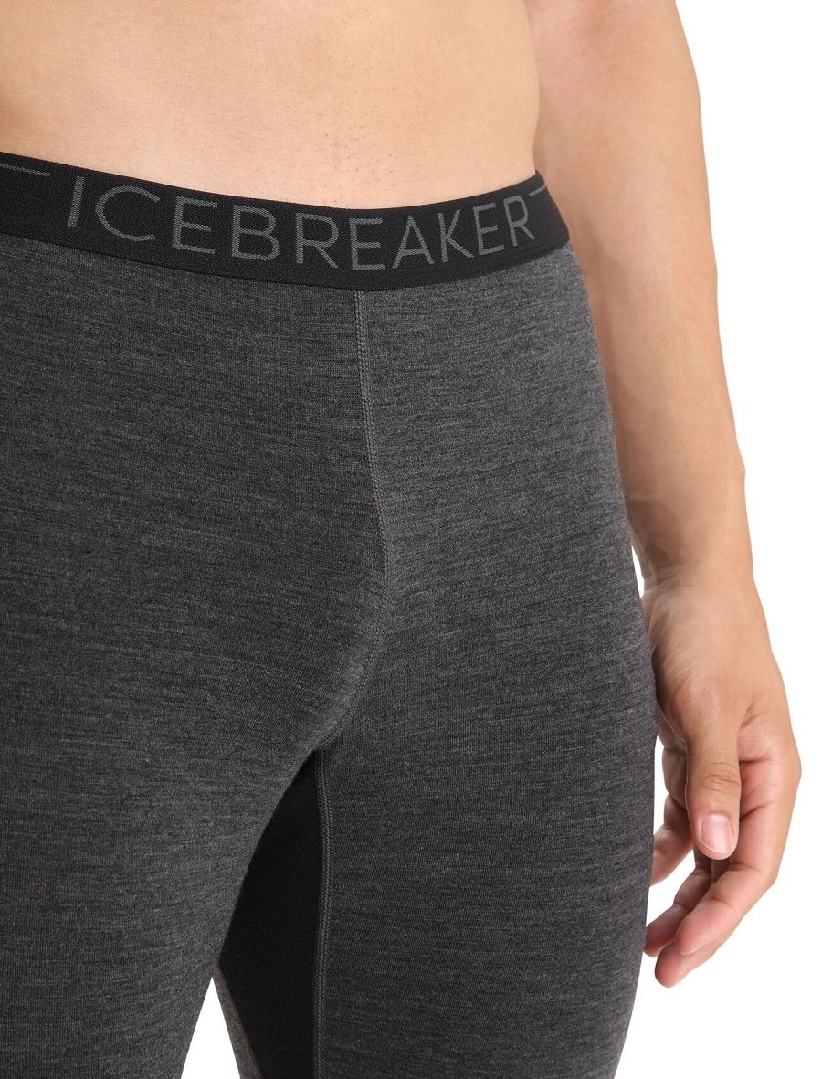 Jet Heather / Black Men's Icebreaker BodyfitZone™ Merino 260 Zone Thermal Leggings | USA 1138CTVE